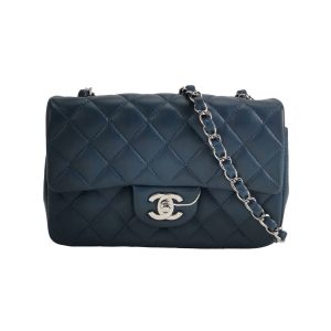 Chanel Classic Flap Rectangular Mini Navy Lambskin, 2019