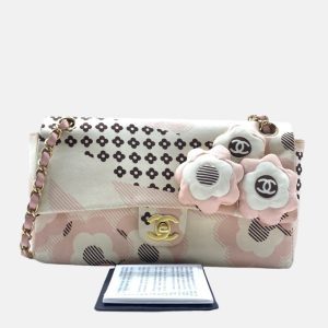 Chanel Camellia Flap Bag Pink Floral Printed Satin Medium, 2005-2006