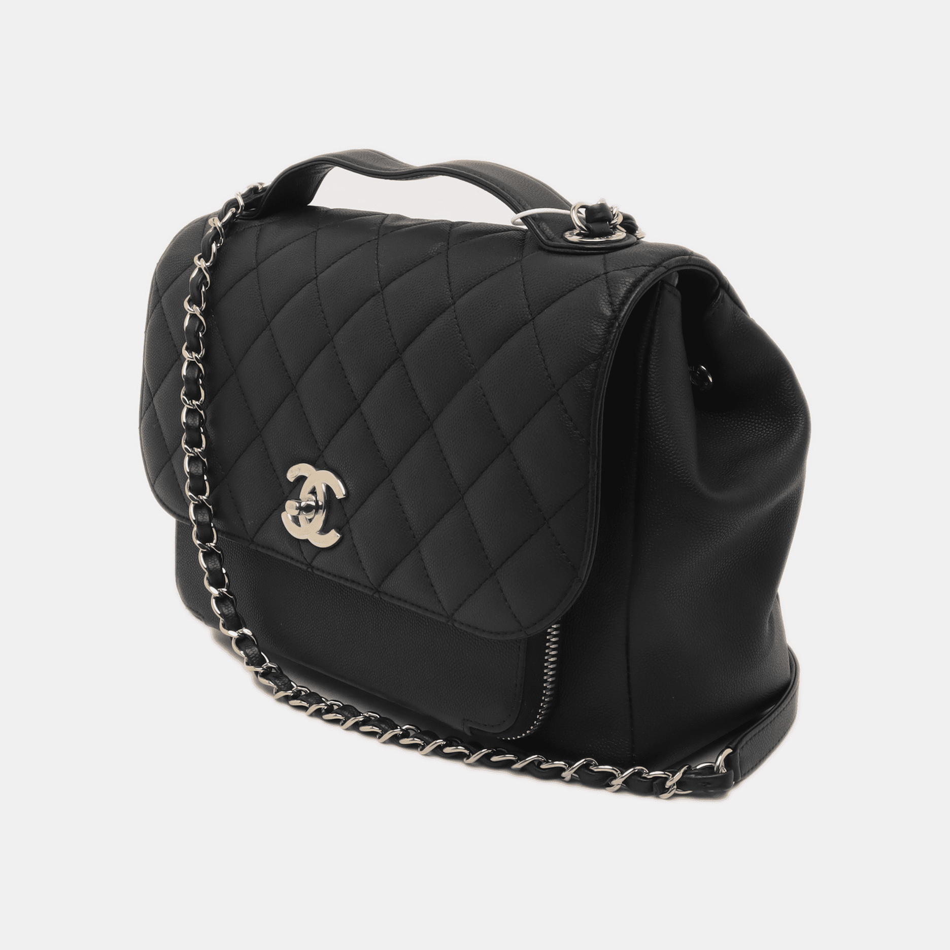 Chanel Business Affinity Large Black Caviar Leather Top Handle Crossbody Bag - Image 3