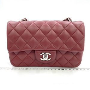 Chanel Classic Flap Rectangular Mini Burgundy Lambskin Silver HW, 2019