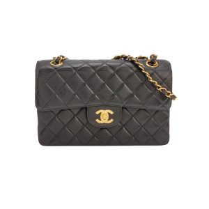 Chanel Double Sided Small Classic Flap Black Lambskin Leather 24k Gold Hardware, 1996-1997