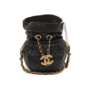 Chanel Nano Bucket Round Clutch Black Lambskin Gold HW Sling Bag