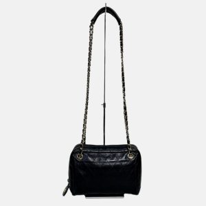 Chanel Mademoiselle Camera Bag Black Double Gold Chain, 1986-1988