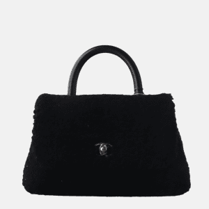 Chanel Coco Handle Small Black Shearling Gold Hardware, 2017