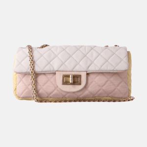 Chanel 2.55 East West Tricolor Fabric Flap Bag with Gold Chain