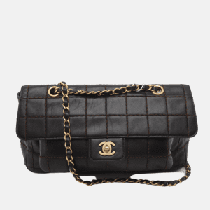 Chanel Chocolate Bar Black Flap Bag Gold Hardware, 2002-2003