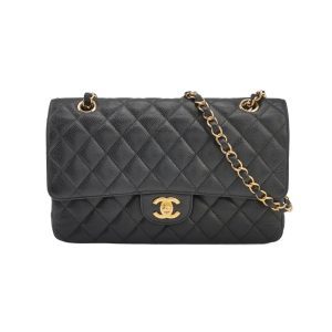 Chanel Classic Flap Medium Black Caviar Leather Gold Hardware, 2014