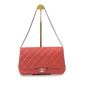 Chanel Envelope Clutch with Chains 2013 Shoulder Bag Coral Red Caviar Leather