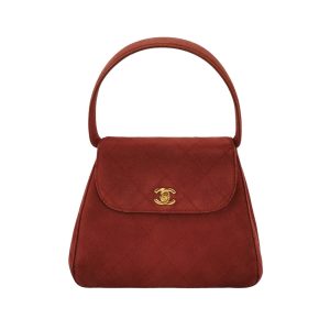 Chanel Kelly Mini 1997 -1999 Red Suede Leather Top Handle Bag