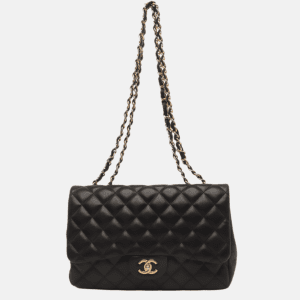 Chanel Classic Flap Jumbo Black Lambskin Leather Single Flap with Gold Hardware, 2010-2011