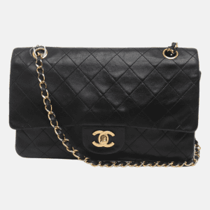 Chanel Classic Flap Vintage Black Lambskin Leather with 24k Gold Hardware, 1989-1991