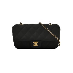 Chanel Classic Flap Extra Mini Black Silk Satin Quilted Gold-tone Hardware