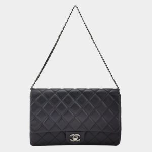 Chanel Envelope Clutch with Chains 2015 Shoulder Bag Black Caviar Leather