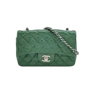 Chanel Classic Flap Rectangular Mini Green Patent Leather Silver Hardware 2016-2017