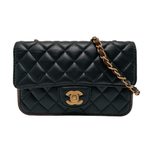 Chanel Classic Flap Rectangular Mini Black and Burgundy Lambskin Leather Gold Hardware 2020