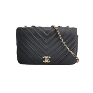 Chanel Classic Flap Rectangular Mini Chevron Quilted Calfskin Leather Black