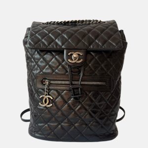 Chanel Duma Quilted Mountain Backpack Lambskin Leather Black Silver Hardware, 2015-2016