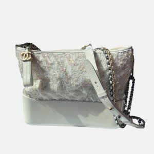 Chanel Gabrielle Hobo Medium White Tweed with PVC, 2018-2019