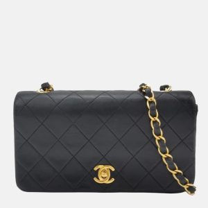Chanel Classic Flap Mini Vintage 1989-1991 Black Lambskin Leather with 24k Gold Hardware
