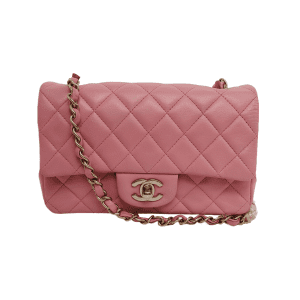Chanel Classic Flap Rectangular Mini Pink Lambskin Leather Gold Hardware