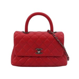 Chanel Coco Handle Small Red Caviar Leather Silver Hardware, 2016-2017
