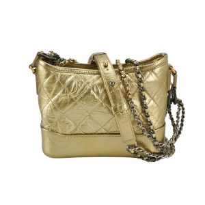 Chanel Gabrielle Hobo 2019 Gold Leather Small Crossbody Bag