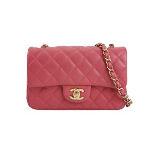 Chanel Classic Flap Rectangular Mini Pink Lambskin Gold Hardware