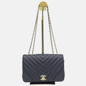 Chanel Classic Flap Rectangular Mini Crossbody Bag Chevron Quilted Calfskin Leather Black