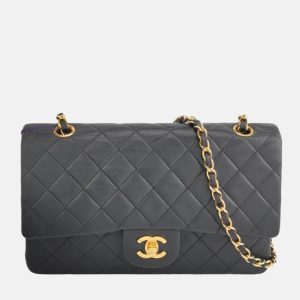 Chanel Classic Flap Vintage Black Lambskin Leather with 24k Gold Hardware