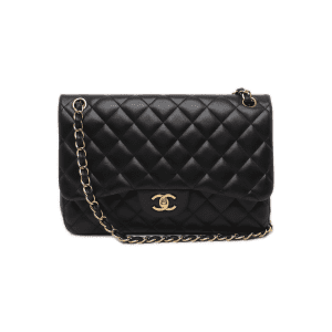 Chanel Classic Flap Jumbo Black Lambskin Leather Double Flap Gold Hardware