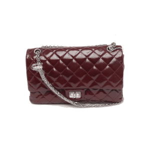 Chanel 2.55 Jumbo Double Flap Burgundy Patent Leather Silver HW 2010