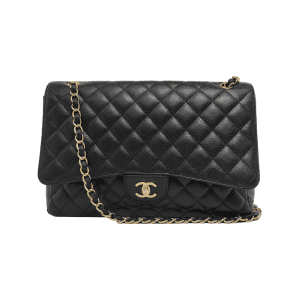 Chanel Classic Flap Maxi Black Caviar Leather Single Flap with Gold Hardware