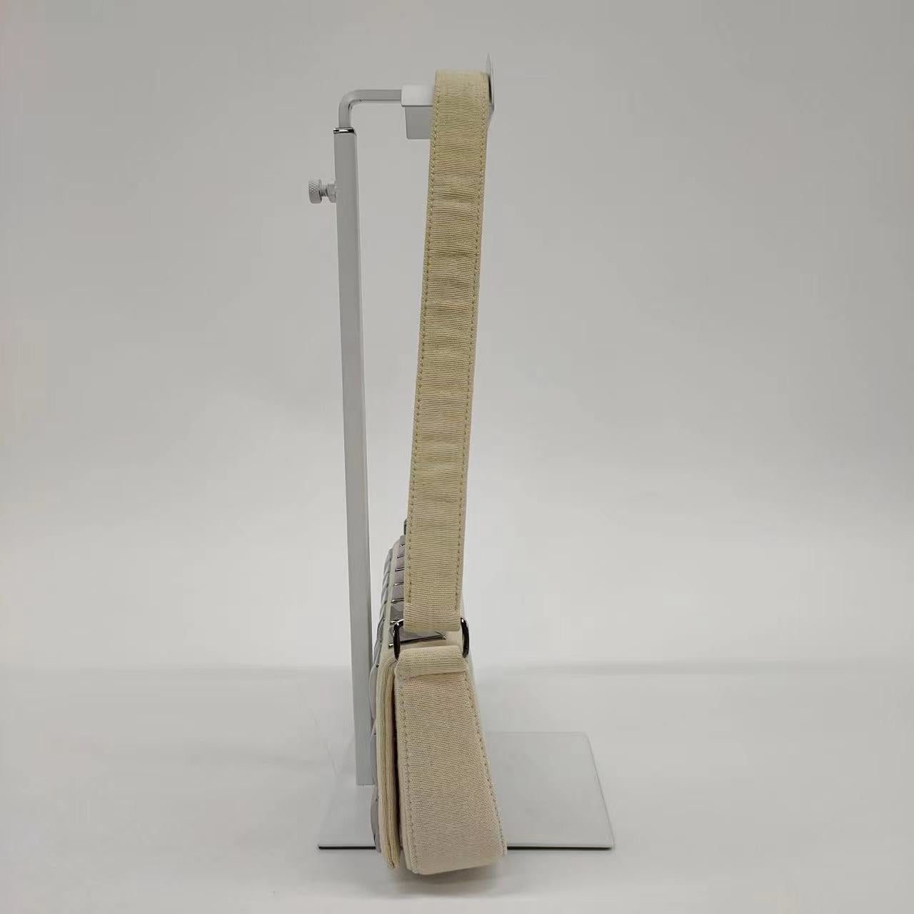 Chanel Ivory Jersey Evening Bag with Mirrored Pyramid Studs Ice Cube Chocolate Bar Shoulder Bag - Image 3