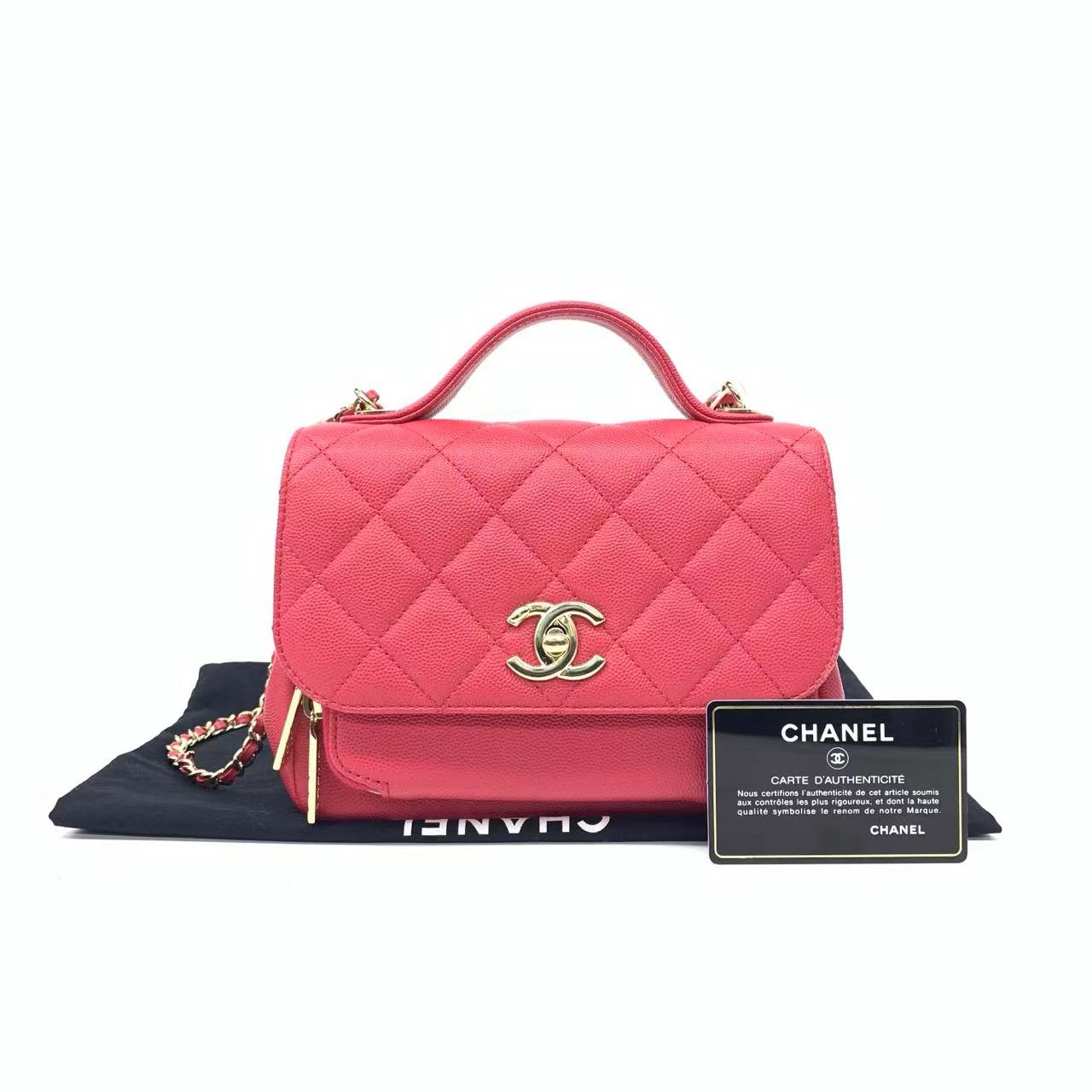 Chanel Business Affinity Small Pink Caviar Leather Top Handle Crossbody Bag - Image 2
