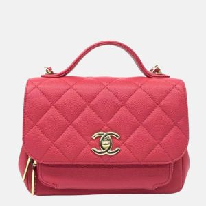 Chanel Business Affinity Small Pink Caviar Leather Top Handle Crossbody Bag