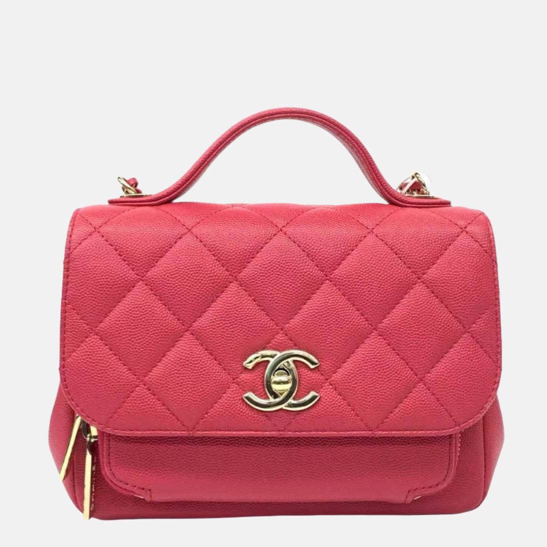 Chanel Business Affinity Small Pink Caviar Leather Top Handle Crossbody Bag