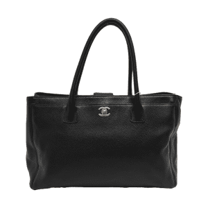 Chanel Cerf Executive Black Caviar Leather Handbag Gold Hardware