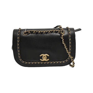 Chanel Lovely Chains Flap Bag Black Calfskin Leather Gold Hardware 2018-19
