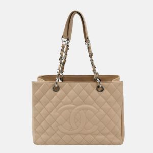 Chanel GST Grand Shopping Tote 2013 Beige Caviar Leather PM