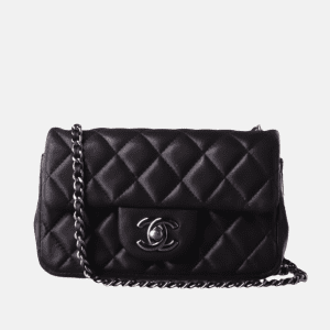 Chanel Classic Flap Super Mini Black Lambskin Leather Silver Hardware