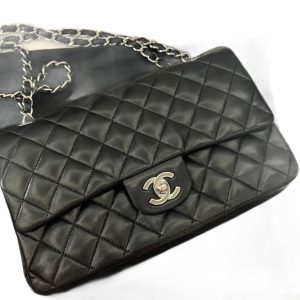 Chanel Classic Flap Black lambskin leather Silver hardware