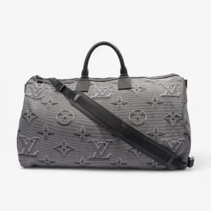 Louis Vuitton Reversible Keepall Bandouliere Black & White 3D Monogram Nylon 50