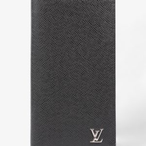 Louis Vuitton Taiga Portefeuille Brazza Long Wallet Black Leather