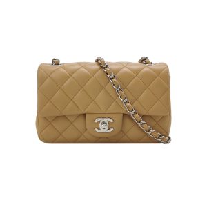 Chanel Classic Flap Rectangular Mini Beige Lambskin Silver Hardware 2018