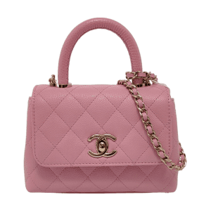 Chanel Coco Handle Super Mini Pink Caviar Leather Gold Hardware Crossbody Bag