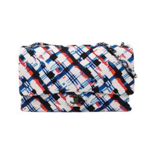 Chanel Airline XXL Artsy Printed Canvas Single Flap Double Chain Bag Multicolor