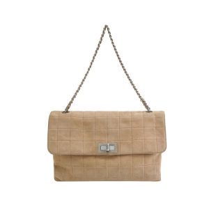 Chanel 2.55 Flap Bag Vintage Chocolate Bar Medium Suede Beige Light Pink, 2000-2002