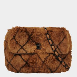 Chanel 2002 Brown Lapan Rabbit Fur Vintage Flap Bag