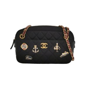 Chanel Métiers d'Art Paris-Hamburg 2018 Wool Nautical Charms Camera Bag Dark Navy