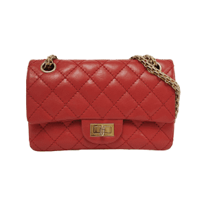Chanel 2.55 Flap Bag Mini Red Lambskin Leather Gold-tone Hardware